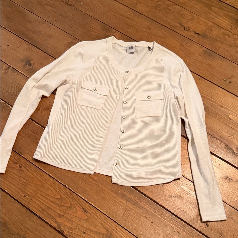 CAbi Cream Button-Up Cardigan